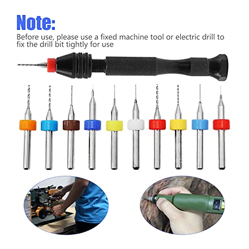 Saihisday Micro Drill Mini Modeling Hand Drill Set with Pin Vise Hand Drill Twist Drill Mini Drill Bench Vise Micro-engraving Drill Bit for Craft Wood Carving Jewelry DIY jewelry Hobby Micro-engraving