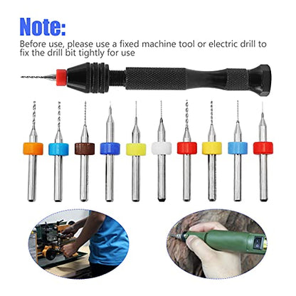 Saihisday Micro Drill Mini Modeling Hand Drill Set with Pin Vise Hand Drill Twist Drill Mini Drill Bench Vise Micro-engraving Drill Bit for Craft Wood Carving Jewelry DIY jewelry Hobby Micro-engraving