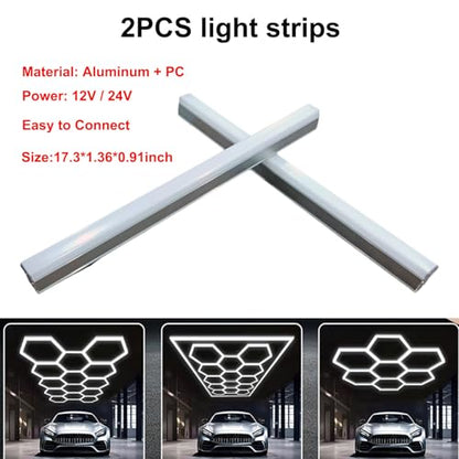 Hexagon LED Garage Light Bar Accessories – 2 Pack Light Tubes, DIY Modular Honeycomb Lighting System Replacement Parts - size: Light Bar 2PCS