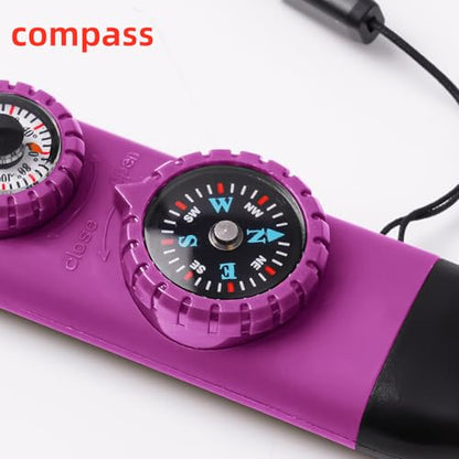 Emergency Survival Safety Whistle，Whistle for Kids with Lanyard,Compass,Thermometer,Ideal for Kayaking, Boating, Hiking, Camping, Climbing - color: Plum