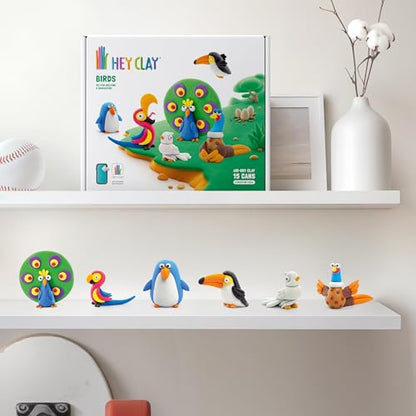 HEY CLAY Birds Air Dry Clay for Kids 15 cans Craft Аges 4-8 - color: Birds