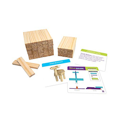 MindWare Keva Brain Builders Deluxe: STEM Building Toy Includes 75 KEVA Planks, 40 Puzzle Cards, 8 Design Cards, 3D Building Skills for Kids - Ages 7+