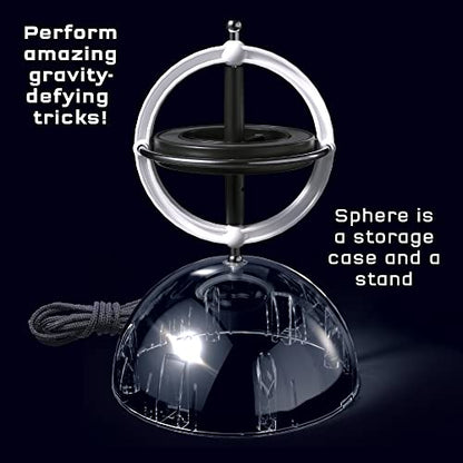 Thames & Kosmos Gyroscope | Essential STEM Tools | Classic Physics Science Toy for Kids & Adults | Experiments in Motion, Forces & Gravity | Includes Clear Sphere Stand & Storage Case | Ages 8+