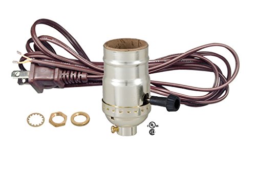 B&P Lamp® Brass Plated Socket with Brown Cord Set and Basic Hardware - color: Brown