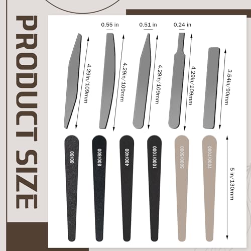 Honoson 25 Pack Hobby Model Polishing Hand Files Tool Set 5 Pcs #10000 Grit Glass Polishing Files and 20 Pcs Sanding Sticks Tool for Metal Wood Model Craft(Low Grits Rating,Teardrop Style) - style: teardrop Style