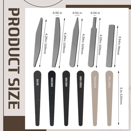 Honoson 25 Pack Hobby Model Polishing Hand Files Tool Set 5 Pcs #10000 Grit Glass Polishing Files and 20 Pcs Sanding Sticks Tool for Metal Wood Model Craft(Low Grits Rating,Teardrop Style) - style: teardrop Style