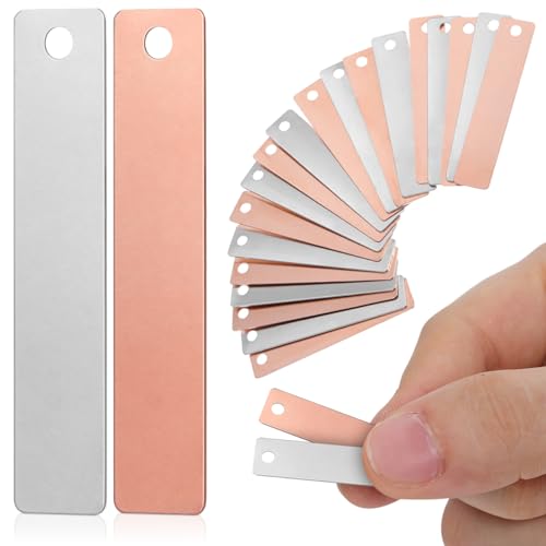 VOSAREA Copper and Zinc Electrode Sheets 20 pcs Anode Set 1.57 X 0.35 X 0.07 in for Science Experiments Electroplating Fruit Battery DIY Projects School Lab Use
