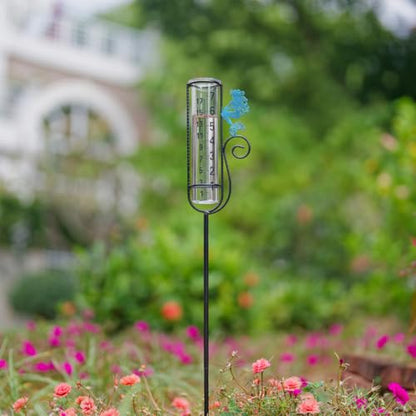 Stargarden Rain Gauge Outdoor, Mermaid Rain Gauge with Metal Stake - color: Blue mermaid
