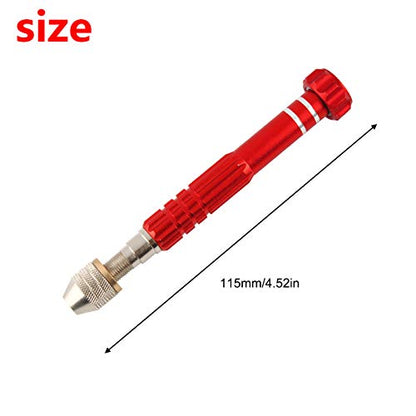 Larcele Pin Vise Drill, 3 Jaw Chuck Capacity 0" to 1/8" SDZKQ-02 (Red) - color: Red