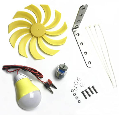 Small Wind Turbine Generator Micro DC Motor Fan Blade Model LED Light Kit