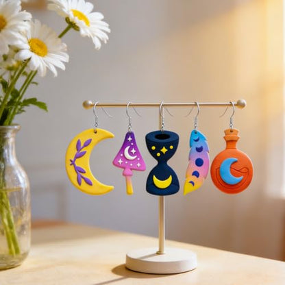 16Pcs Moon Star Polymer Clay Cutters Starry Sky Polymer Cutter for Clay Earrings Making Festival Jewelry DIY - color: Star and Moon