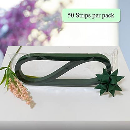 Glossy, Forest Green Paper Strips for Weaving Projects. Paper Strips for Moravian Stars, German Stars and Froebel Stars. 50 strips per pack (Glossy Forest, 1 x 25 inch) - size: 1 inch wide