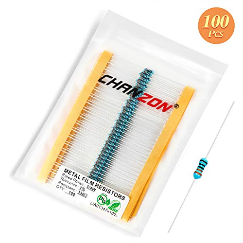 Chanzon 100pcs 1/4W (0.25W) 330 Ω ohm Metal Film Fixed Resistor - size: [1-4ZC03] 330 ohm