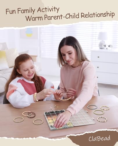 ClaBead Bracelet Making Kit 3200Pcs, Clay Beads Bracelet Kit with Gold Beads and Sliver Beads (Earth Tone) - color: Earth Tone