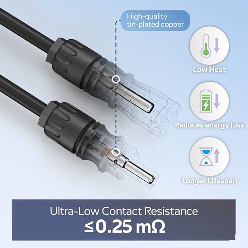 CHINT 8AWG Solar Panel Connectors 1500V DC 70A, TÜV Certified Heavy Duty MC4-Compatible Solar Cable Connectors for Large PV Cables 6-8.6 mm (0.24-0.34 in), 30 Pairs with Dust Caps & Spanners - size: 30 Pairs 8AWG 70A