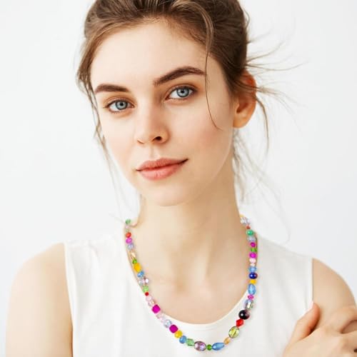 1272pcs Glass Beads for Jewelry Making - Colorful Rainbow Craft Crystal Beads with Loose Beads Sparkly Beads Hole Drilled DIY for Bracelets Craft Earrings Making - color: Colorful Rainbow Crystal Beads, size: 1272pcs