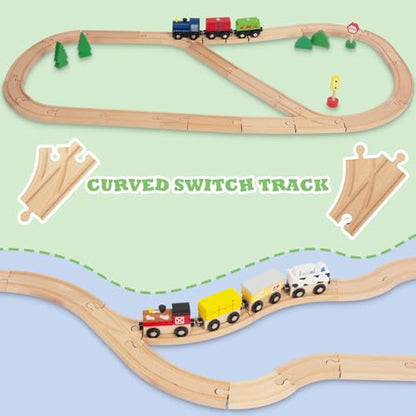 Wooden Train Tracks, 24Pcs Track Expansion Wooden Railway System - style: 24 Pcs