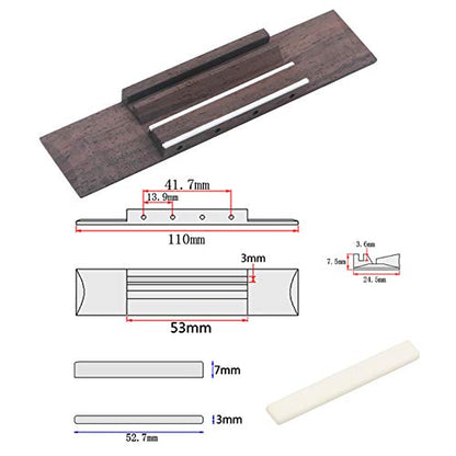 Swhmc 4 String Guitar Bridge, Natural Wood Color