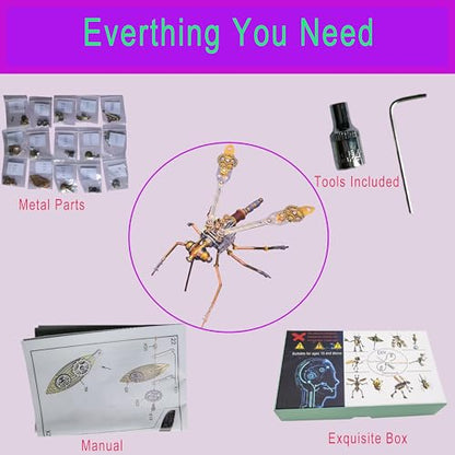 3D Metal Model Kits for Adult - Mechanical Mosquito-Building DIY Projects Insect Bug Hobby Kit Arts and Crafts Sets-Father's Day & Birthday Gift Ideas(Mechanical Mosquito Y) - style: Mechanical mosquito Y