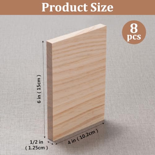 Wooden Blocks Wood Blocks for Crafts, 8 PCS 4″X6″X1/2″ Blank Wood Planks - size: 4″x6″x1/2″ - 8PCS