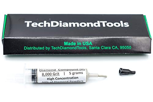 TechDiamondTools Diamond Polishing Compound Polishing Paste USA Made 8,000 Grit 0-2 Microns for Marble Glass Metal Rock Jewelry Resin Silver Chrome Gemstone with High Concentration of Diamond Powder - size: 8,000 grit / 0-2 microns