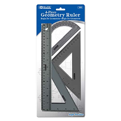 BAZIC 4-Piece Geometry Ruler Combination Sets