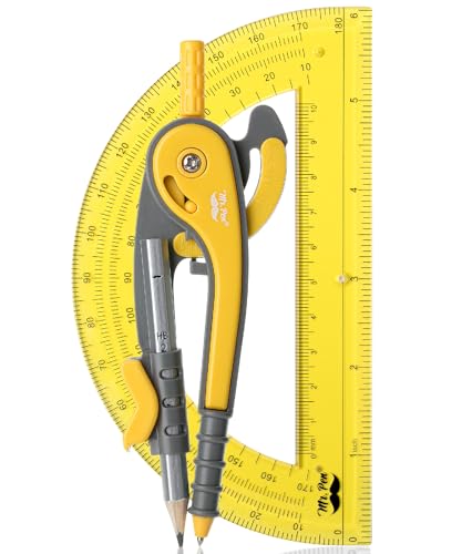 Mr. Pen- Geometry Compass and Protractor Set, 6 Inch Compass - color: Yellow, size: 1 Set