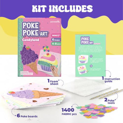 jackinthebox Poke Art Candyland Crafts Kits for Kids, Girls Gift, Ages 4-8 - style: Candyland