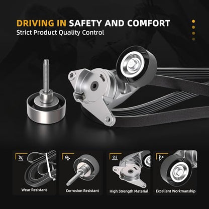 Belt Tensioner Serpentine Belt Idler Pulley Kit for GMC Acadia 2007-2012 - size: for Acadia/Traverse/Enclave 2008-2018