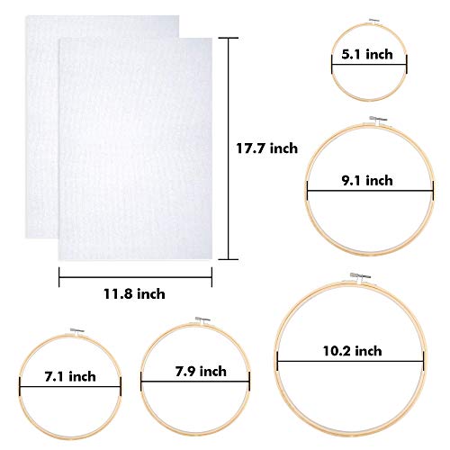 INSCRAFT 304 Pack Embroidery Kit, 200 Colors Threads, 5 Pcs Bamboo Embroidery Hoops, 2 Pcs Aida Cloth, Instructions, Bag and Cross Stitch Tools Set, Hand Embroidery Starter Kit for Beginners Adults