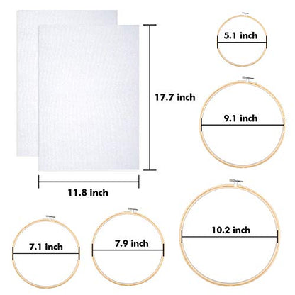 INSCRAFT 304 Pack Embroidery Kit, 200 Colors Threads, 5 Pcs Bamboo Embroidery Hoops, 2 Pcs Aida Cloth, Instructions, Bag and Cross Stitch Tools Set, Hand Embroidery Starter Kit for Beginners Adults