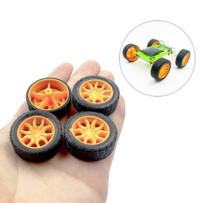 20PCS Toy Car Wheel 30mm Model Car Rubber Tire Wheels with 10PCS Shaft Round Rod Axles for DIY Model Toy RC Car Truck Robot Building Accessories (Orange 2x30mm) - style: Orange 2x30mm
