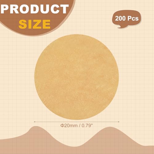 PATIKIL Round Felt Circles for Crafts 20mm/0.79" Pre Cut 200Pcs - color: Khaki, size: 20mm