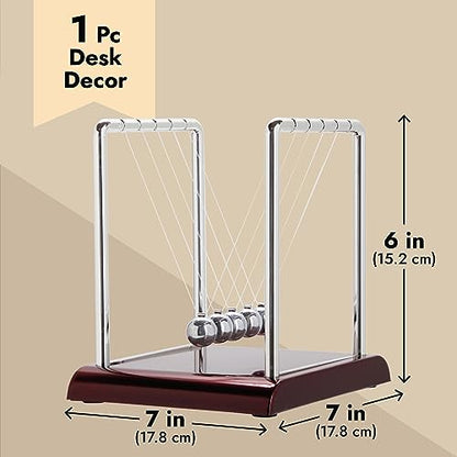 Juvale Newtons Cradle Pendulum - 7 x 6 x 7 in, Silver Stainless Steel - Desk Decor & Office Decor for Men - Stress Relief Desk Toy - Science Teacher Gift & Physics Toy (Pack of 2) - size: 7 x 7.1 x 5.9 inch (Pack of 2)