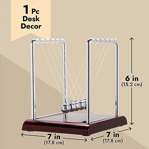 Juvale Newtons Cradle Pendulum - 7 x 6 x 7 in, Silver Stainless Steel - Desk Decor & Office Decor for Men - Stress Relief Desk Toy - Science Teacher Gift & Physics Toy (Pack of 2) - size: 7 x 7.1 x 5.9 inch (Pack of 2)