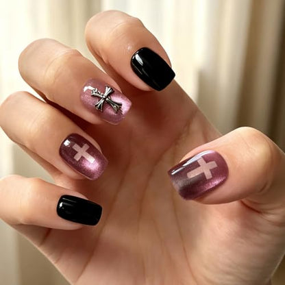 6 Packs (144 Pcs) | Reusable Press on Nails | cute nails | 6-Style Bundle | 12 Sizes | Each Style 24 Pcs | 3D Silver Butterfly Charms - color: 3D Silver Butterfly Charms