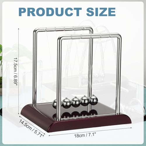 PATIKIL Newtons Cradle, Newton's Cradle Pendulum 5 Balance Balls Desk Toys Gravity Ball Cool Funny for Physics Toys Adults Science Men Office Desk Decor Home Gift, Red, L - color: Red, size: Large