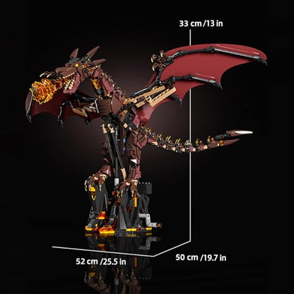 Mechanical Fire Dragon Building Blocks Set, Flame Dragon Model Kit - color: Fire Dragon