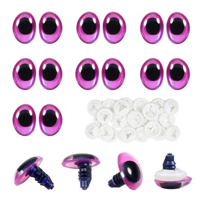 TOAOB 28pcs Purple Oval Safety Eyes with Washers 13 x 18mm Stuffed Animals Craft Plastic Doll Eyes for DIY Amigurumis Crochet Puppet Making - color: Purple