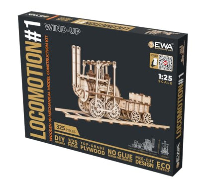 EWA Eco-Wood-Art Locomotion #1 3D Wooden Puzzle, Mechanical Model Kit, 325 Pieces, 15.75 Inches, Wood