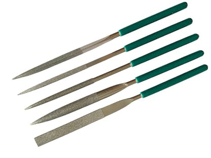 5 Pcs Diamond Needle File Set, Mini Metal File Diamond File Set, Miniature and Model Files, Small File Jewelry Stone Carving Tools - Round Triangular Square Flat Shape Half-Round (7") - size: 7"