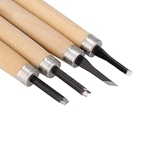 HEEPDD 4Pcs Wood Carving Tool, Rubber Stamp Carving Knife Manual Sharpener