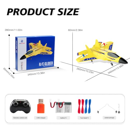 F-22 Raptor 2.4GHz RTF RC Plane 6-Axis Gyro Easy Flying For Kids Beginners - color: Yellow Kf803