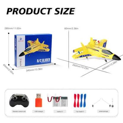 F-22 Raptor 2.4GHz RTF RC Plane 6-Axis Gyro Easy Flying For Kids Beginners - color: Yellow Kf803