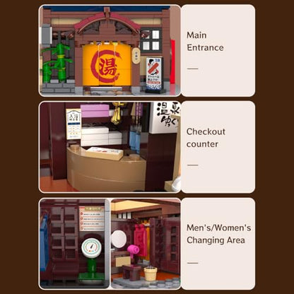 CaDA C66012W Japanese Hot Spring Hotel Building Block Model, 1249 Pieces of Japanese-Style Architecture, Cherry Blossom Garden with Led Warm Light, Collectible Assembly House (C66012W) - color: C66012w