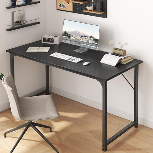Huuger Modern Simple Office Desk, 40 Inch Gaming Desk with Storage, Black Metal Frame, Large Legroom - color: Black, size: 40inch