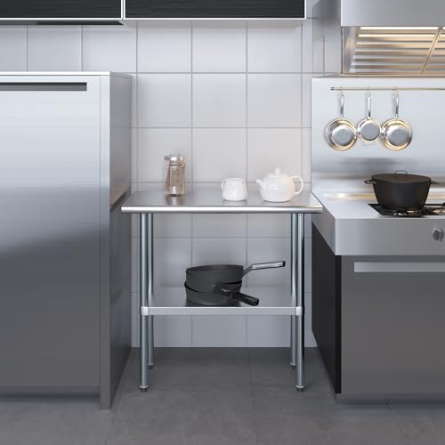 AmGood 16 in. x 36 in. Stainless Steel Work Table | Metal Kitchen Food Prep Table | NSF - size: 36 in. Long x 16 in. Deep without Wheels