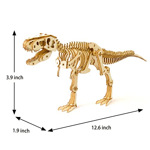 Tyrannosaurus Wooden Dinosaur 3D Puzzle - Fun DIY Wood Craft Kits - Ideal Gift for Birthdays and Party Favors - style: T-Rex