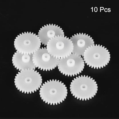 MECCANIXITY 10 Pcs Plastic Gears 30 Teeth Plastic Motor Gear Model 302A Reduction Gear for RC Car Model DIY Robot (White, Module 0.5) - style: 30 Teeth