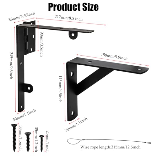 ZENFUN Anti Sag Gate Frame Kit, Gate Corner Bracket, Heavy Duty Brace Gate Hardware with Hinge and Gate, Wooden Fences-No Sag Gate Corner Brace Bracket for Doors, Corral Gates, Wood Windows